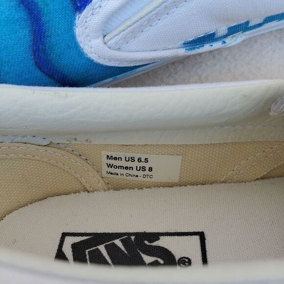 Hand Crafted Slip On Classic Vans with a Koi Fish and a Lotus Flower - Picture 10 of 11